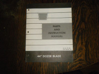 White 44" Dozer Blade  for Garden Tractor Parts & Instruction Ma