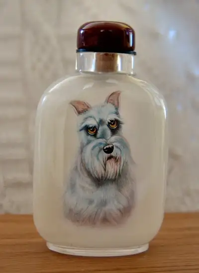 Item #D1161 SCHNAUZER inside painted snuff bottle SIGNED and dated by the artist Measurements 83mm i...