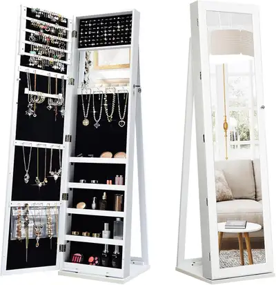 Standing Jewelry Armoire with Higher Full Length Mirror, View more