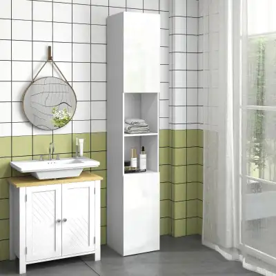 Tall Bathroom Cabinet, High Gloss Storage Cabinet with Doors and, View more