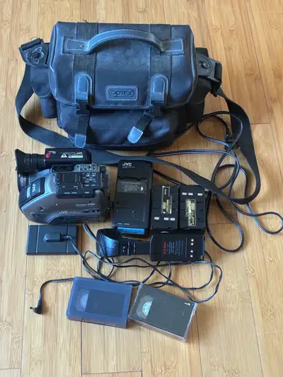 Vintage JVC GR-AX10 VHS-C Camcorder Bundle with Optex Bag, View more