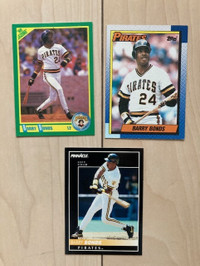 Three Barry Bonds baseball cards