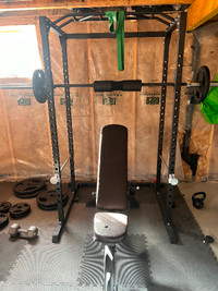 Lifting cage, weights and bench