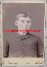 CANADIAN, ORIGINAL YOUNG MAN PORTRAIT CABINET PHOTOGRAPH, c1891