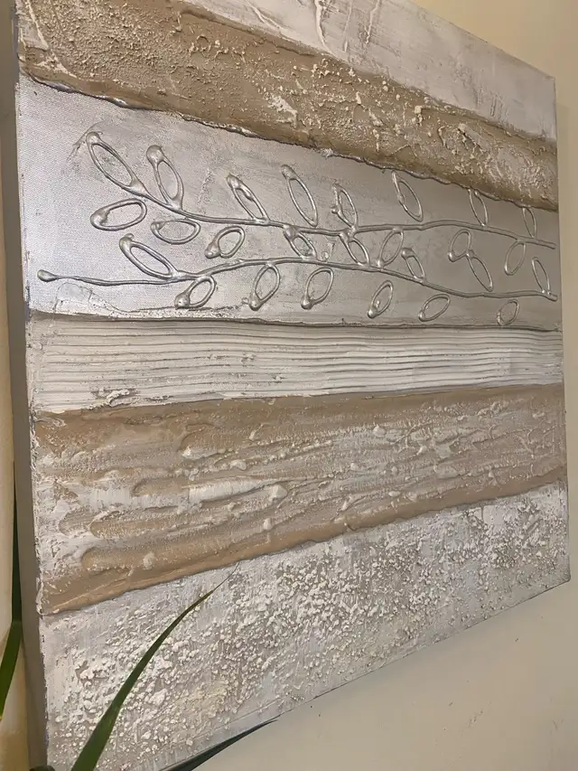 Textured Neutral Wall Art & Large Plant in Home Décor & Accents in Mississauga / Peel Region - Image 3