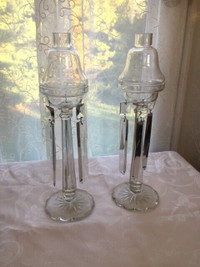 Hurricane Buffet Lamps with 8" Crystals