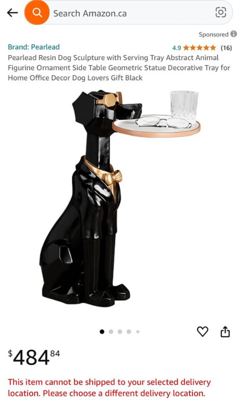 Dog Sculpture with Serving Tray (Resin) Abstract Animal Figurine in Coffee Tables in City of Toronto - Image 3