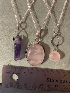 Amethyst and Rose Quartz Pendants with Necklace(s), View more