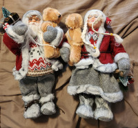NEW! Hand crafted Christmas Santa and Mrs CLaus Figurines, 12 In