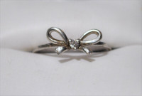 SILVER and DIAMOND BOW RING