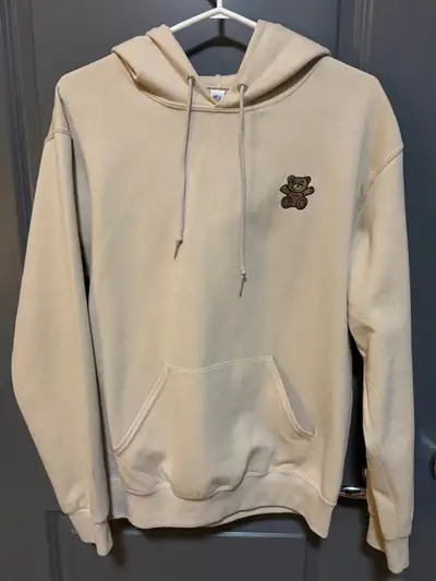Jerzees Beige Hoodie with Bear Design, View more