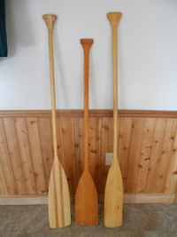 3 Wood canoe paddles