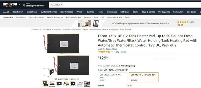 NEW 2x Facon 12x18" RV Tank Heater Pads Thermostat Control 12VDC in Other in City of Toronto - Image 4
