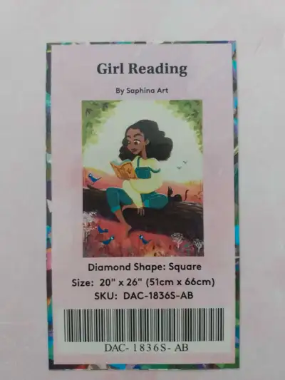 Girl Reading de Diamond Art Club. Complété et prêt pour affichage ou encadrement. Vous avez les mesu...