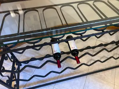 Solid Metal Custom made Wine Rack / Sideboard with beveled glass, View more