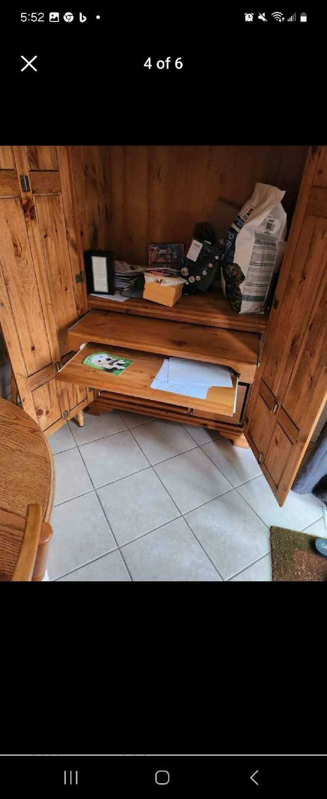 Solid pine computer desk (Armoire) in Multi-item in Guelph - Image 4
