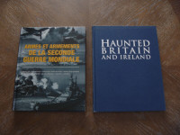 Deux livres couvertures rigides : armement WW2 / château hanté