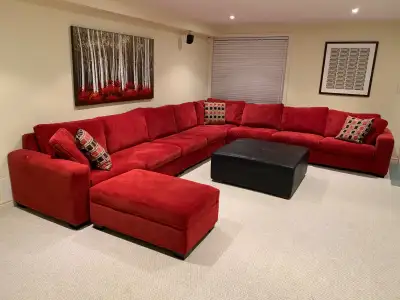 Large 8-Piece Sectional + Ottoman + Art — Must Go, Great Deal, View more