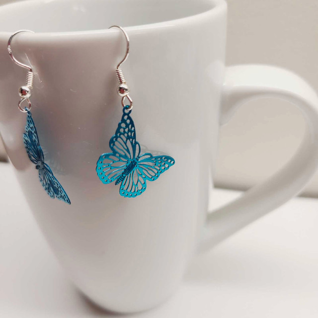 Aqua Blue Butterfly Earrings  in Jewellery & Watches in Belleville - Image 2