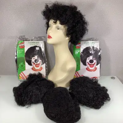 6 black hair wigs for clowns Halloween - aa01, View more