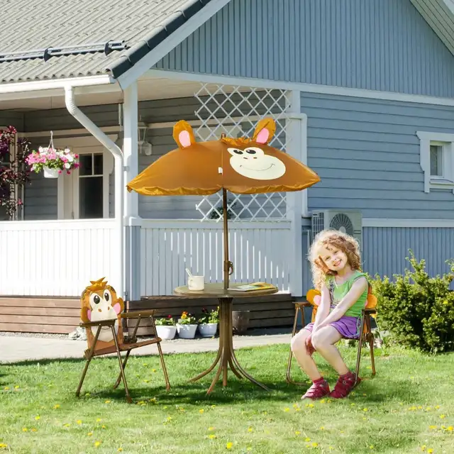 Kids Folding Picnic Table and Chair Set Pattern Outdoor Garden P in Patio & Garden Furniture in Markham / York Region - Image 2