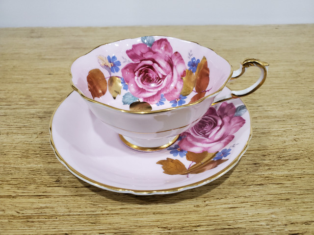 RARE Pink Rose Paragon Double Warrant Teacup & Saucer in Arts & Collectibles in Edmonton