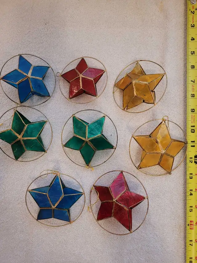 vintage Set of 8 Parol Capiz shell star parols ornaments $40