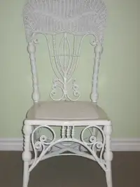 Antique white wicker chair