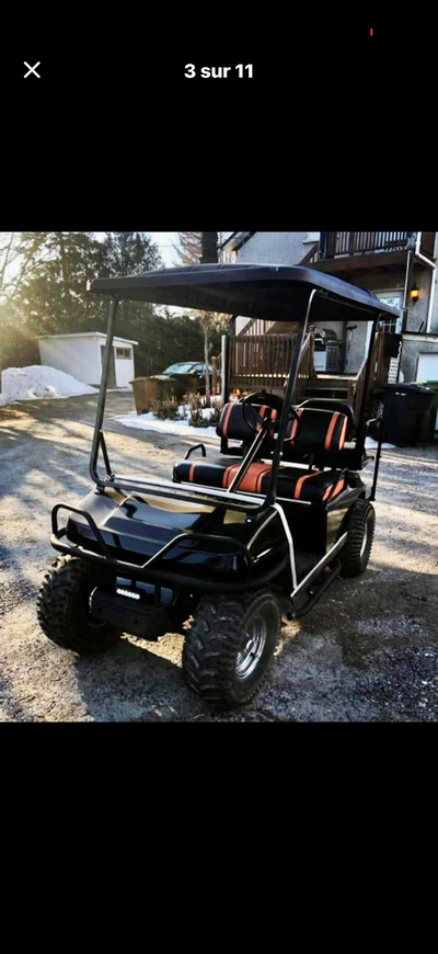 Roulotte 31 pied de marque péligrin année 2009 avec kart de golf situer sur le camping terrasse roug...