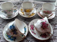 VINTAGE BONE CHINA CUPS SAUCERS - QUEEN ANNE $12 EA