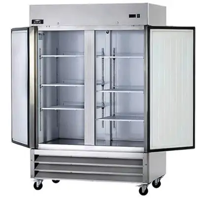 You are viewing a brand new Open Box 2 Door Solid SS Reach In Upright Refrigerator Cooler. This pric...