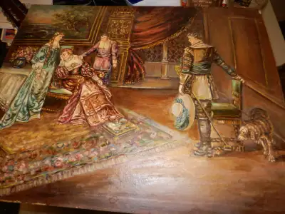 VINTAGE Oil painting in board, View more