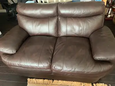 Real leather loveseat and 3 seat sofas, View more
