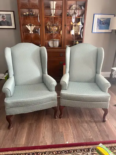 Two Matching Wing Chairs, View more