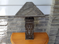 Tiki Style Wood Carved Lamp