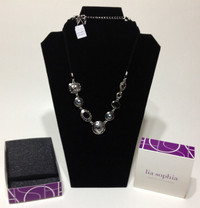 Lia Sophia Steel & Stone Necklace ~ New In Box