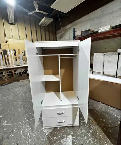 White Wardrobe with Two Drawers, View more