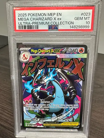 Mega Charizard X EX 023 Promo PSA 10 | Phantasmal Flames Pokemon, View more