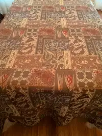 Lovely Brocade Look Large Tablecloth in Rich Brown Tones