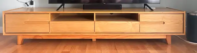 ‘Italian leather sofa & Hardwood TV stand’ set in Couches & Futons in Bedford - Image 4