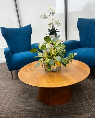 Modern Round Wooden Coffee Table – Excellent Condition, View more
