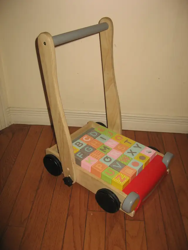 Play Toy Baby Walker with Alphabet - Wooden Push Wagon -Walker in Toys in City of Toronto - Image 2