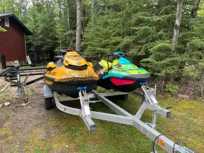 For sale are my 2 Seadoos with trailer 2022 Seadoo GTR 230 with iBR and Audio 2022 Seadoo Spark 3up...