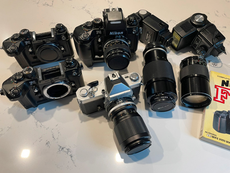 lot equipment Nikon F4S + Nikkormat for sale  