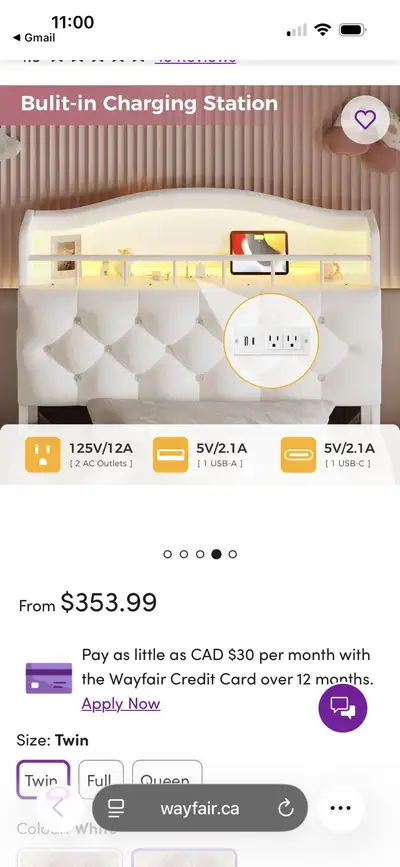 Wayfair Twim Bed Frame- unboxed- New !, View more