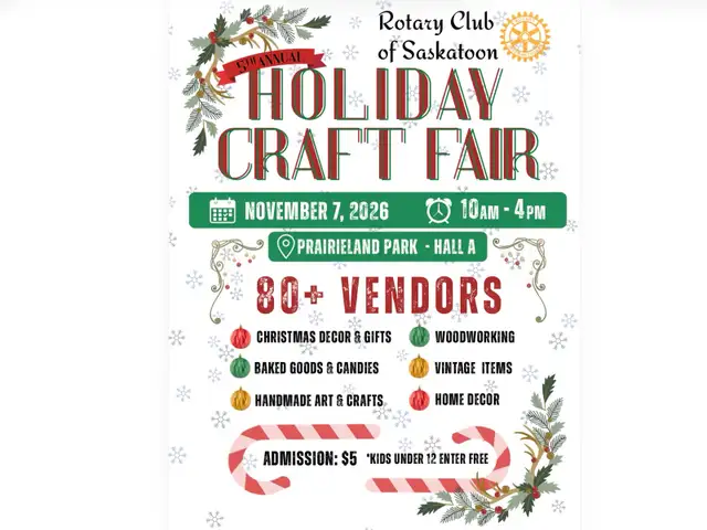 Rotary Holiday Craft Fair Saturday Nov.7 Prairieland Park Hall A
