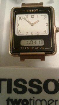 Vintage Tissot Swiss TwoTimer Quartz Analog digital watch