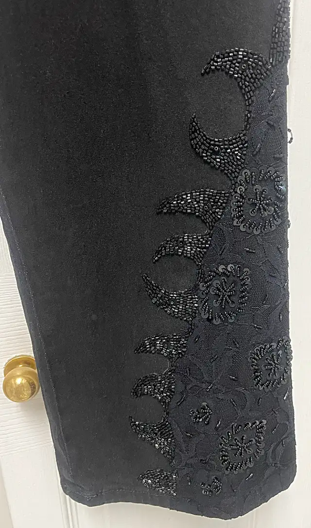 Black Designer Bead & Lace Embellished Jeans by DG2,  size 8 in Women's - Bottoms in Delta/Surrey/Langley - Image 5