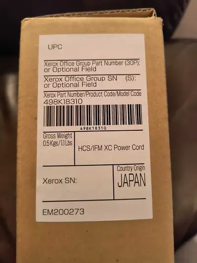 Xerox Power Cord, View more