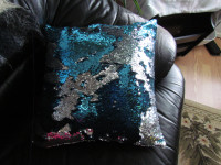 Decorative multicolored pillows, one sequin that changes two col